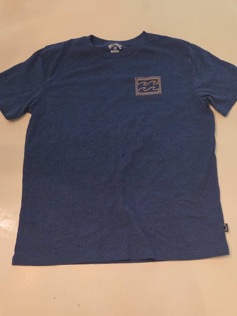 Billabong Heather Blue Wave Logo Graphic Tee Shirt L
